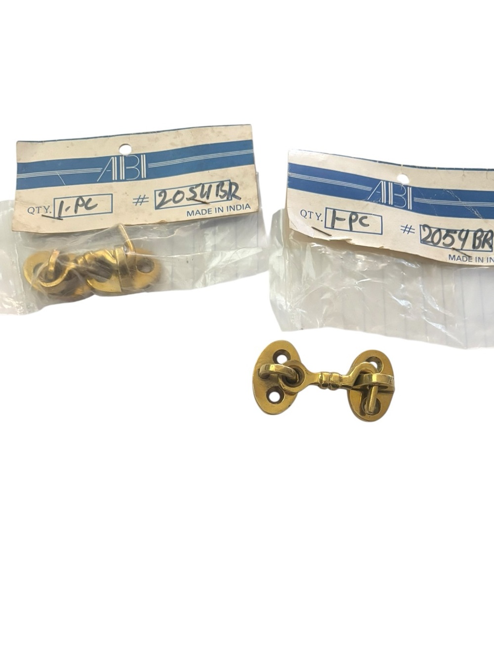 NEW - Lot of 2 Brass Cabin Hook Cabinet Catch Latch Hardware Vintage